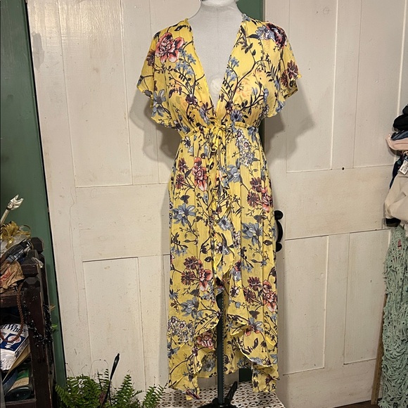 No Boundaries Dresses & Skirts - Vint No Boundaries Tie Front Hi Low Dress Peasant Overdress Hippie Boho Festival